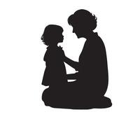 grootouder silhouet illustratie met kleinkind Aan wit achtergrond. oud paar logo vector