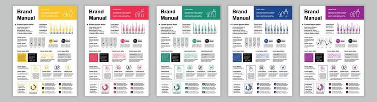 din a3 bedrijf merk handleiding Sjablonen set. bedrijf identiteit brochure bladzijde met gegevens. banier voor professioneel ontwikkeling, beheer, leiderschap. lay-out ontwerp voor poster, omslag, brochure vector