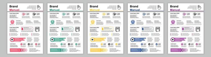 din a3 bedrijf merk handleiding Sjablonen set. bedrijf identiteit brochure bladzijde met infographic financieel gegevens. afzet Onderzoek, en reclame bieden. lay-out ontwerp voor poster, omslag, brochure vector