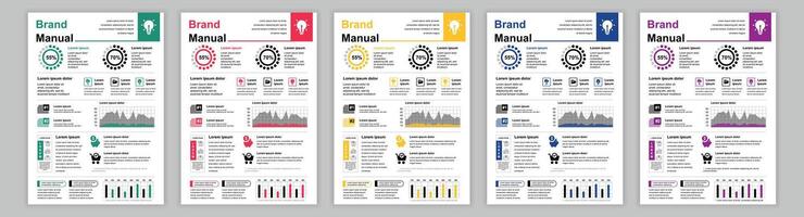 din a3 bedrijf merk handleiding Sjablonen set. bedrijf identiteit brochure bladzijde met infographic gegevens. advertentie, brainstorm en afzet Bij spandoek. lay-out ontwerp voor poster, omslag, brochure vector