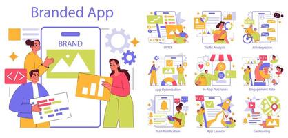gebrandmerkt app. vlak illustratie vector