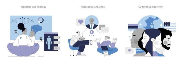 integratief psychotherapie. vlak illustratie vector