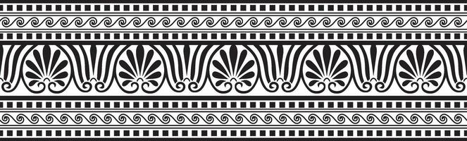 monochroom naadloos Grieks nationaal ornament, huis decoratie. eindeloos zwart grens, kader van de Europese volkeren van de Romeins rijk. voor zandstralen, laser en plotter snijden. vector