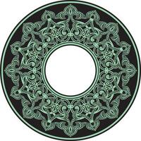 groen ronde oosters ornament. Arabisch gevormde cirkel van iran, Irak, kalkoen, Syrië. Perzisch kader, grens vector