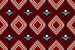 pixel patroon etnisch oosters traditioneel. ontwerp kleding stof patroon textiel Afrikaanse Indonesisch Indisch naadloos aztec stijl abstract illustratie voor afdrukken kleding vector