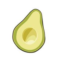 vers voor de helft besnoeiing groen pitloos avocado geïsoleerd Aan wit achtergrond. kant visie clip art. voedsel illustratie in vlak stijl. zomer clip art voor ontwerp van kaart, banier, folder, uitverkoop, poster voor partij vector