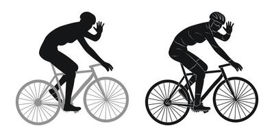 persoon rijden een fiets silhouet, fietser kant visie vector