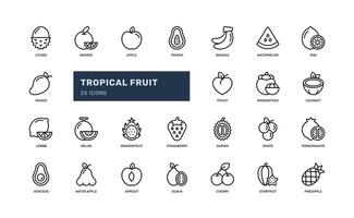 tropisch fruit natuur voedsel tropisme gezond gedetailleerd lijn icoon reeks vector