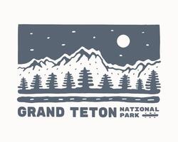 wijnoogst illustratie van groots teton nationaal park Wyoming vector