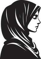 kant visie zwart lijn kunst silhouet van moslim vrouw portret vector