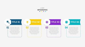 vier stap infographic element ontwerp sjabloon voor presentatie. werkwijze diagram en presentaties stap, workflow lay-out, banier, stromen grafiek, info grafisch illustratie. vector