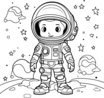 kleur boek voor kinderen astronaut in ruimtepak. vector