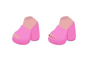 vlak roze Dames schoenen set. roze mode hoge hakken schoenen. glamoureus schoenen. Barbie stijl. mode illustratie vector