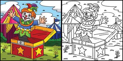 circus clown in een doos gekleurde illustratie vector