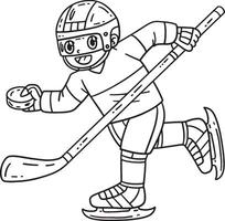 ijs hockey speler hockey stok en puck geïsoleerd vector