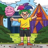 circus jongen in clown maken omhoog gekleurde tekenfilm vector
