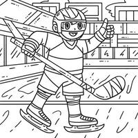 ijs hockey speler verhogen duimen omhoog kleur bladzijde vector