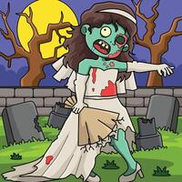 zombie bruid gekleurde tekenfilm illustratie vector