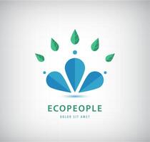 eco en bio logo sjabloon illustratie. menselijk, Mens figuren met bladeren. gezond Product Product concept teken. karakter, familie icoon. vector