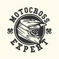 logo ontwerp motorcross expert met motorcross helm vintage illustratie vector