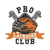logo ontwerp pro lacrosse club met lacrosse roer en stok vintage illustratie vector