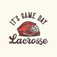 logo-ontwerp het is speldag lacrosse met lacrosse helm vintage illustratie vector