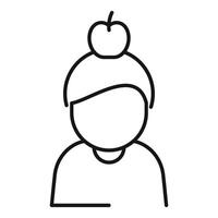 lijn kunst van persoon met appel Aan hoofd vector