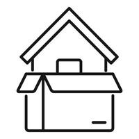 gemakkelijk lijn icoon van een huis samenvoegen met een in beweging doos vector