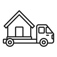 in beweging huis icoon met vrachtauto en huis vector