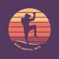 logo ontwerp mixed martial arts met silhouet muay thai martial art artiest vintage illustratie vector