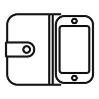 gemakkelijk zwart en wit icoon illustreren een portemonnee De volgende naar een mobiel telefoon vector