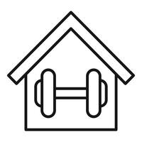 minimalistische icoon vertegenwoordigen een huis met een halter, symboliseert huis geschiktheid vector