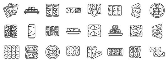 dolma schets pictogrammen. een verzameling van voedsel items in een verscheidenheid van vormen en maten vector