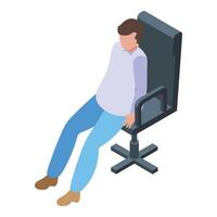 isometrische professioneel Mens zittend Aan kantoor stoel vector