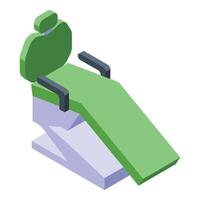 3d isometrische illustratie van een modern tandarts stoel in groen en grijs, geschikt voor medisch inhoud vector