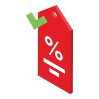 levendig rood korting label met percentage symbool vector