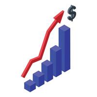 stijgende lijn financieel diagram met dollar teken vector