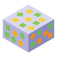 isometrische kubus met kleurrijk pleinen patroon vector