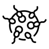 een zwart en wit illustratie van een gestileerde virus, perfect voor medisch en Gezondheid inhoud vector