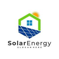 zonne huis logo vector sjabloon, creatieve zon energie logo ontwerpconcepten