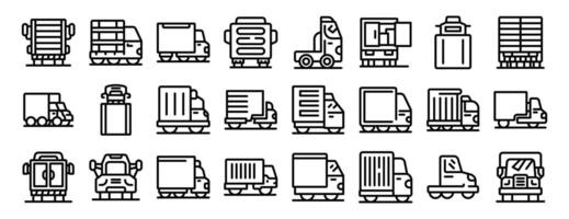 vrachtauto oplegger icoon. een verzameling van verschillend types van voertuigen, inclusief auto's, vrachtwagens, en bussen vector