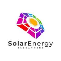 kleurrijke zonne-logo vector sjabloon, creatieve zonnepaneel energie logo ontwerpconcepten