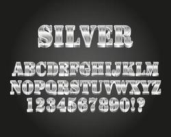zilveren letter volledig ingesteld teksteffect vector