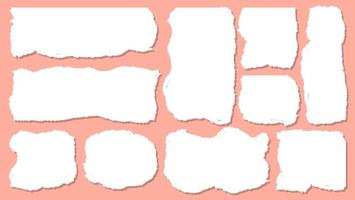 set van abstracte verschillende vormen blanco wit papier gescheurd blad frame ontwerpsjabloon vector