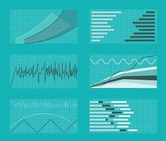 set van grafieken en diagrammen. gegevens en statistiek, informatieve infographics. vectorillustratie. vector