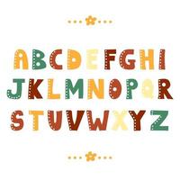 grappig krabbelalfabet. kleurrijk creatief ontwerp abc handgetekende letters vector