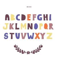 grappig krabbelalfabet. kleurrijk creatief ontwerp abc handgetekende letters vector