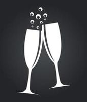 twee glazen champagne silhouet vectorillustratie vector