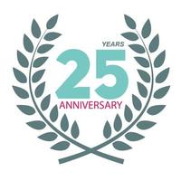 sjabloon logo 25 verjaardag in lauwerkrans vectorillustratie vector