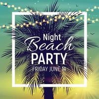 zomeravond strandfeest poster. tropische natuurlijke achtergrond met palm. vector illustratie
